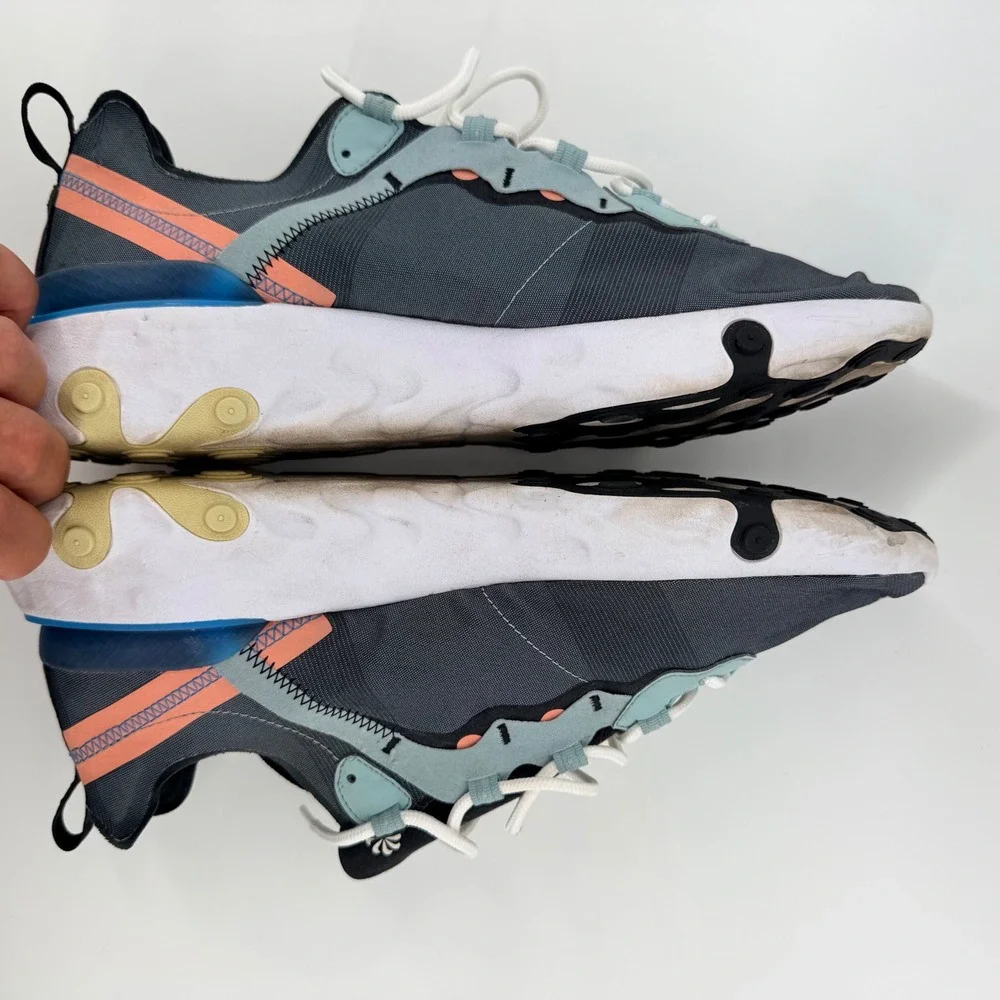 Nike React Element 55 Dark Grey Black Orange Blue Sneakers BQ6166-006 Mens 10